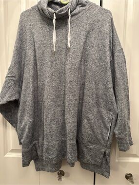 Get After It Cozy Heather Gray Cowl Neck Pullover 3X